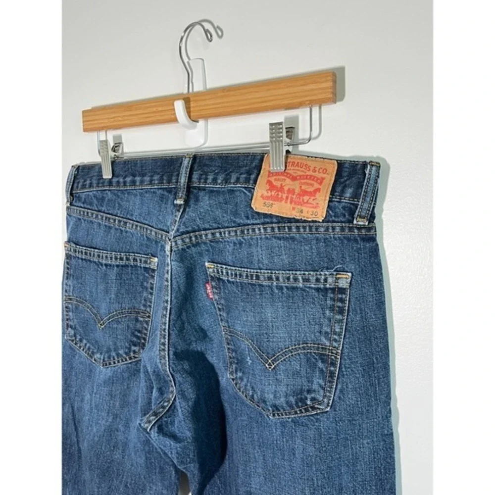 Levis 559 Jeans Mens 34x30‎ Blue Relaxed Straight Mid Rise Dark Wash Denim